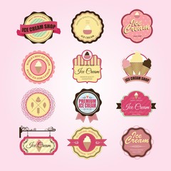 Vintage and Modern Ice Cream shop logo badges and labels. Vector