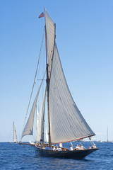 Ancient sailing boat during a regatta at the Panerai Classic Yac