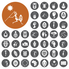 African Culture Icons set. Vector Illustration eps10