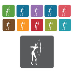 Africa Archer icon. African culture icons set. Rectangle colourf