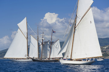Ancient sailing boat during a regatta at the Panerai Classic Yac