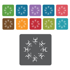 Africa Tribal dance icon. African culture icons set. Rectangle c