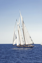 Ancient sailing boat during a regatta at the Panerai Classic Yac