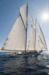 Ancient sailing boat during a regatta at the Panerai Classic Yac