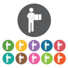 Delivey man carrying package icon. Delivery man shipping icon se