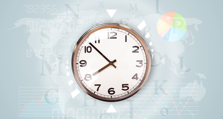 Clocks with world time and finance business concept