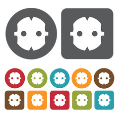 Female socket with niche icon. Electric plug icon set. Round and