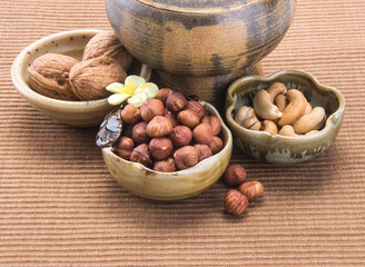 nuts. mixed nuts on the background