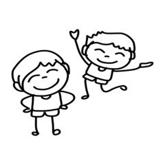 hand drawing happy kids