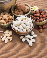 nuts. mixed nuts on the background