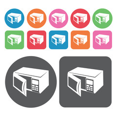 Microwave icon. Electronic devices icons set. Round and rectangl