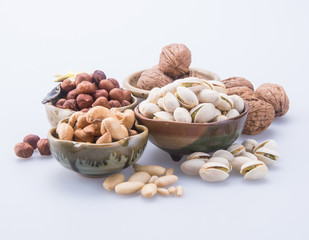 Fototapeta na wymiar nuts. mixed nuts on the background
