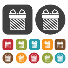 Square gift box with slant designs icon. Gift box icons set. Rou