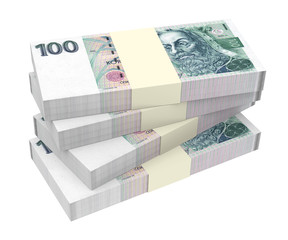 Czech Koruna isolated on white background.