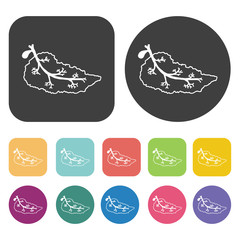 Veins icon. Human organ icons set. Round and rectangle colourful