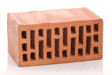 red clay bricks on white background