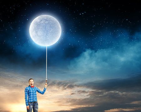 Woman with moon