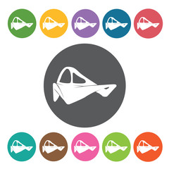 Abstract-shaped chair icon. Modern chairs icons set. Round colou