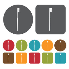 Thin toothbrush icon. Toothbrushes icons set. Round and rectangl