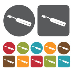 Travelling toothbrush icon. Toothbrushes icons set. Round and re