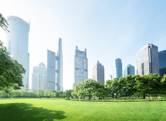 Naklejka premium park in lujiazui financial center, Shanghai, China