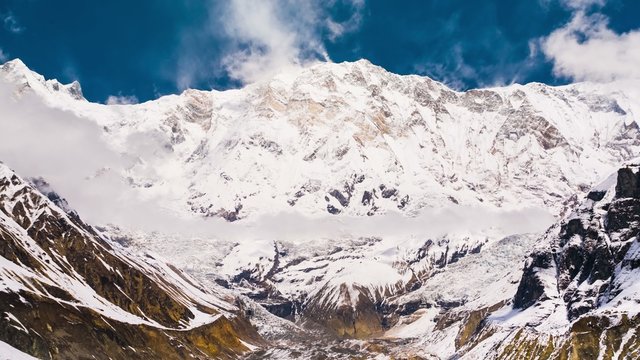 4k Timelapse of Annapurna I mountain, 8,091 m (26,545 ft). Nepal, Himalayas. Annapurna I is tenth among Earth's fourteen eight-thousanders. 