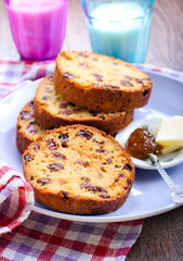 Jam and raisin rolls
