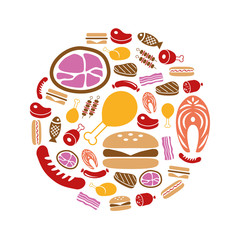 meat icons in circle