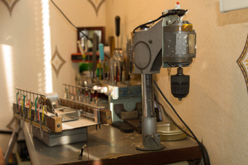 Neat workbench with model making tools