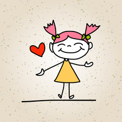 hand drawing happy kids