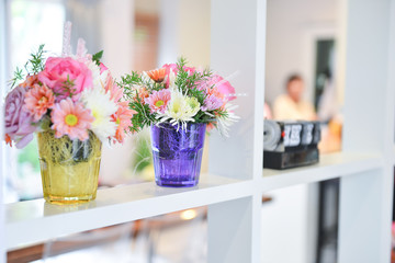 Flowers in glass glass vase