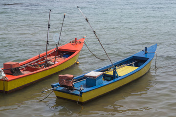 Naklejka na ściany i meble fishing boats in a port