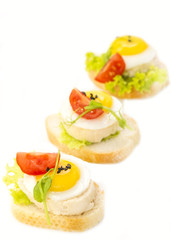 canape with meat vegetables and seafood