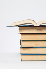 Stack of books with white background