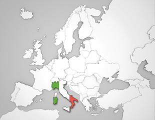 Europakarte mit Italienflagge