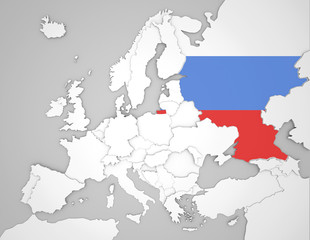 Europakarte mit Russlandflagge