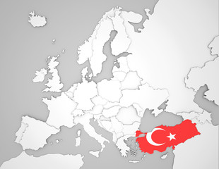 Europakarte mit Türkeiflagge