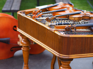 Dulcimer, violins and contrabass