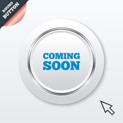 Coming soon icon. Promotion announcement symbol.