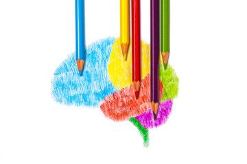 sketch drawing of brain graphic by color pencil