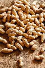 peanuts on wood background