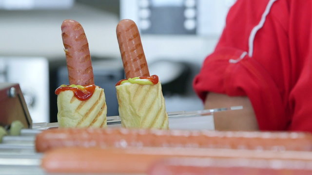 Top loading hot dogs and commercial hotdog roller
