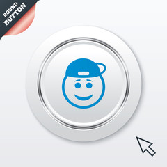 Smile rapper face icon. Smiley symbol.