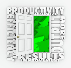 Productivity Efficiency 3d Word Door Improve Results Output