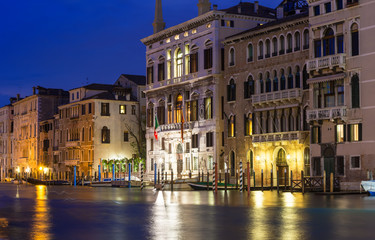 Fototapeta na wymiar Night view of Grand Canal in Venice, Italy