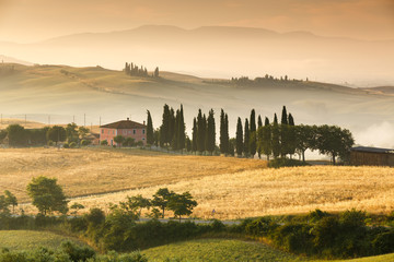 Sunrise near San Quirico d&acute;Orcia, Tuscany, Italy