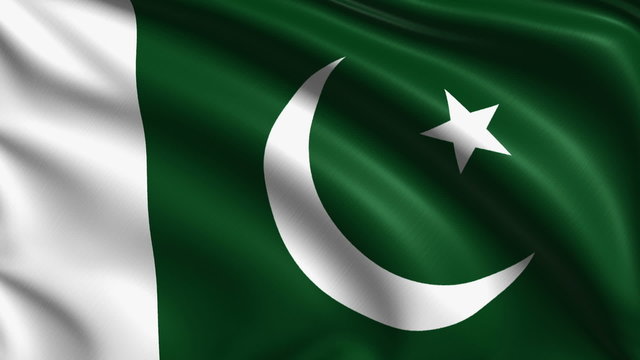 Pakistan flag with fabric structure; looping