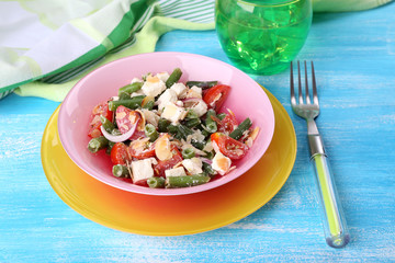 Fresh breakfast consisting of vegetable salad served