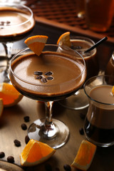 Espresso cocktail served on table