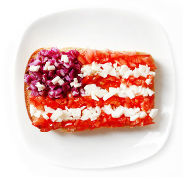 Sandwich with flag of USA Isolated on  white